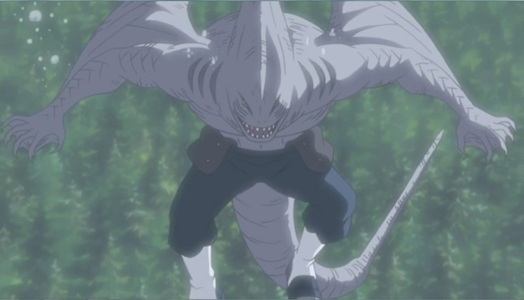 Kisame fusionnant avec Samehada