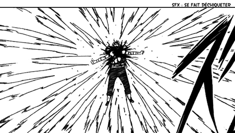 Hidan transpercé par le Fuuton Rasen Shuriken